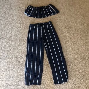 Cute navy and white striped two piece set!